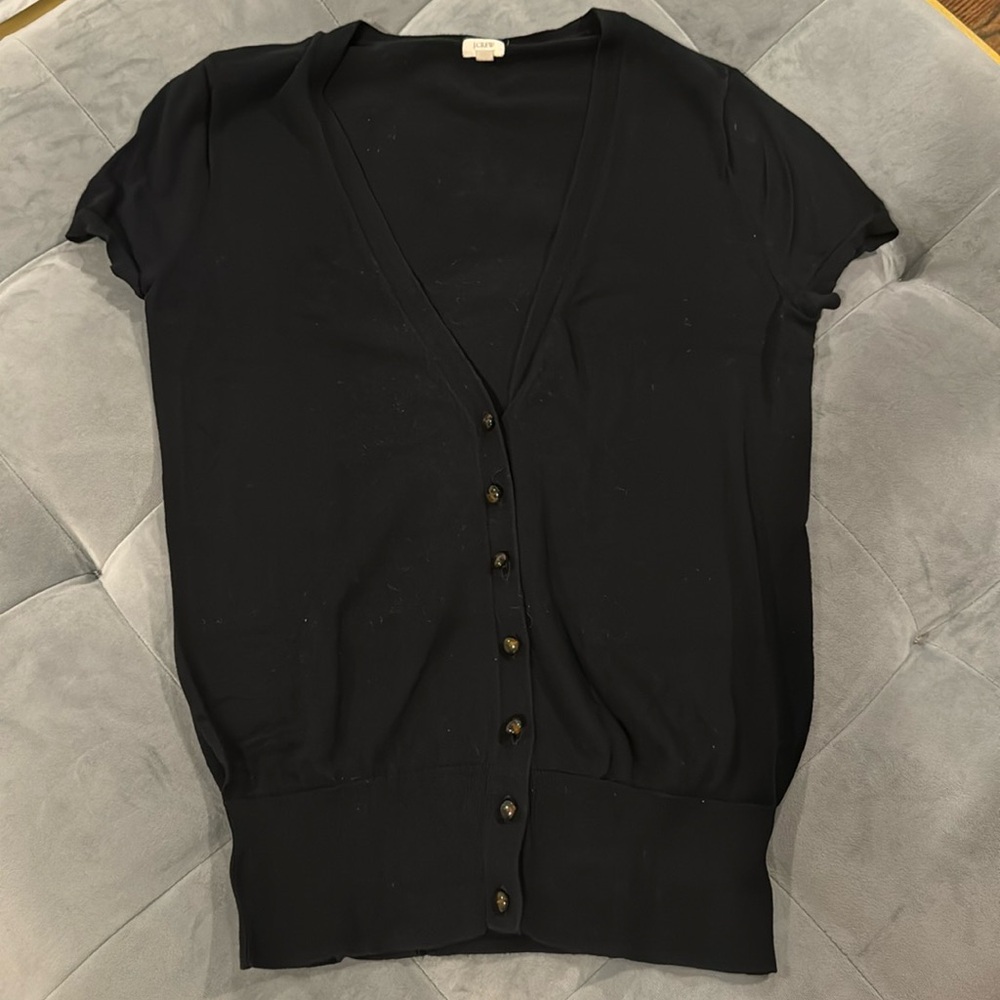 J Crew 100% Cotton Short Cap Buttoned Sleeve Cardigan Layer XS